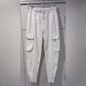 Elegant White Cargo Jogger Pants